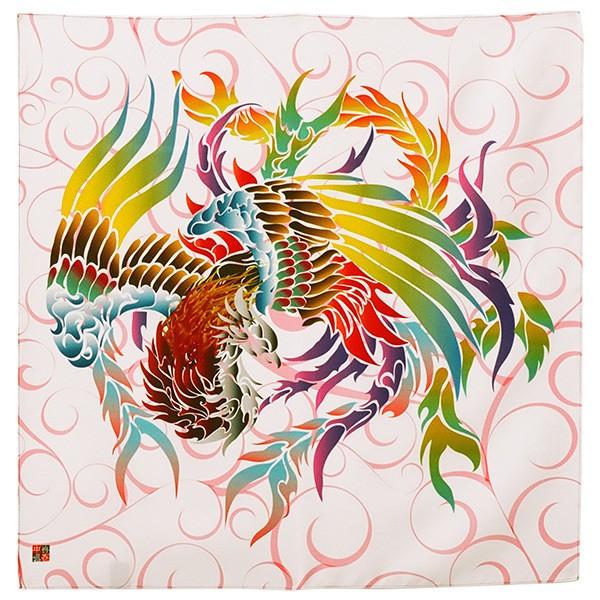 鳳凰×唐草 ポリエステル 2巾風呂敷（約70cm角） 日本製 伝統工芸品 民藝品 ギフト プレゼント 誕生日 お祝い 贈答品 敬老の日