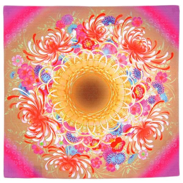 花籠 木綿 小風呂敷（約50cm角） 花柄 日本製 伝統工芸品 民藝品 ギフト プレゼント 誕生日 お祝い 贈答品 敬老の日