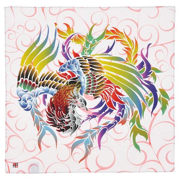 鳳凰×唐草 木綿 小風呂敷（約50cm角） 日本製 伝統工芸品 民藝品 ギフト プレゼント 誕生日 お祝い 贈答品 敬老の日