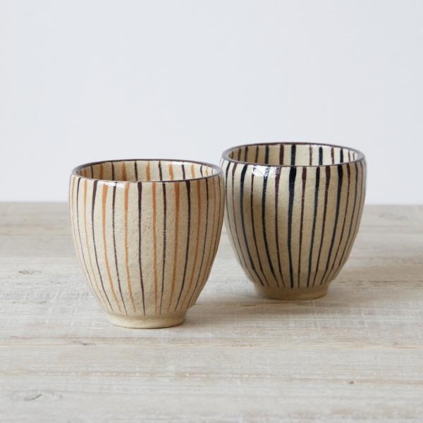 二色十草 丸湯呑 橙/青 小春花窯 瀬戸焼 伝統工芸品 民藝品 食器 キッチン雑貨 ギフト プレゼント 誕生日 お祝い 贈答品 敬老の日