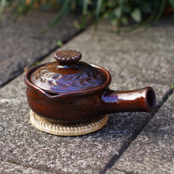 山内卓夫 片手鍋 黒／飴色 信楽焼 滋賀県産 土鍋 伝統工芸品 民藝品