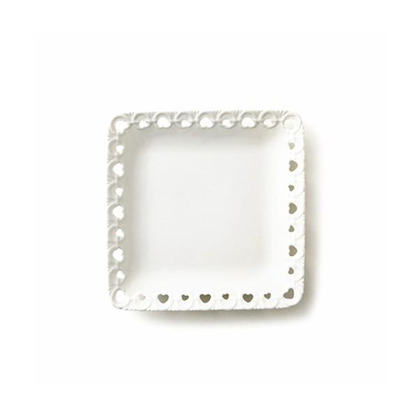 スクエアディッシュ]FOREVER Heart フォーエバー ハート 白 スクエア型