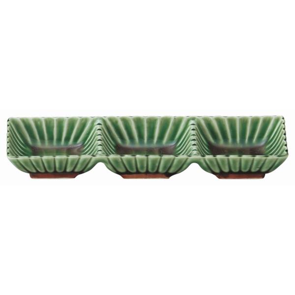 かすみ 緑 3連皿 花伝 KOYO 光洋 光洋陶器 56171078 おしゃれ かわいい 和食器 可愛い 和陶器 業務用 食洗機対応 日本製