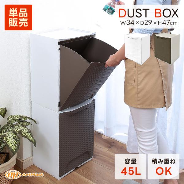ArtPlast ゴミ箱 45L ラタン調 スタッキング ダストボックス キッチン リビング 引き出し収納 壁面収納 薄型 シンプル インテリア アートプラスト 倉出し