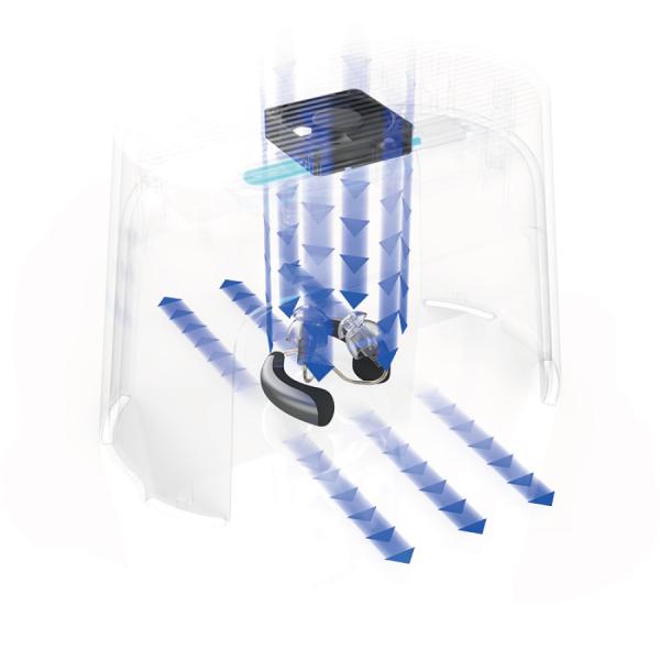 充電式UV除菌乾燥機「ドライキャップUV3」1.補聴器を充電しながら全自動で除菌・乾燥ワンタッチ操作で120分間の乾燥＆除菌モード。充電式補聴器なら、充電器のふたを開けたままドライキャップUV3をかぶせれば、補聴器を充電したまま除菌・乾燥が...