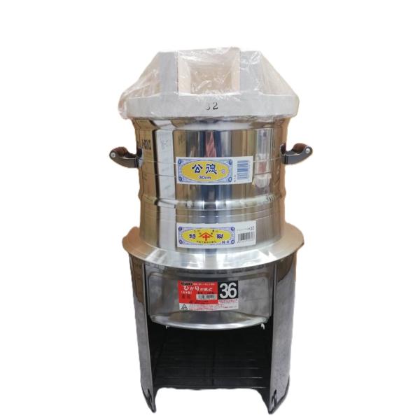 学祭！アンティーク　かまど付き　木セイロセット　4段　プロパンガス　羽釜 学祭！アンティーク かまど付き 木セイロセット 4段 プロパンガス 羽釜