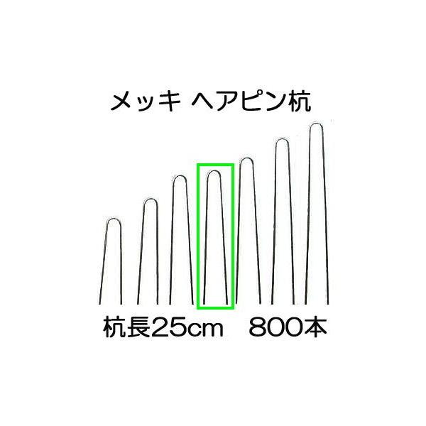 SHINSEI (800本入) Uピン杭 25cm U-25-3-25 ヘアピン杭 メッキ［止め杭