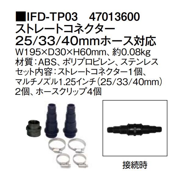 タカショー ストレートコネクター 25/33/40mmホース対応 (IFD-TP03