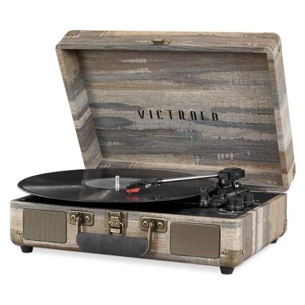 Victrola Vintage 3-Speed Bluetooth Portable Suitcase Record Player with Bui