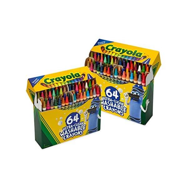 Crayola(クレヨラ) 64本 ウルトラクリーンウォッシャブルクレヨン 2パック バルク クレヨンセット 子供へのプレゼントに