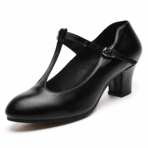 Women's Character Shoes Non-Slip Latin Salsa Ballroom Dance Heels T-Strap W