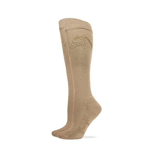 Wrangler Ladies Cushioned Horse Head Boot Sock 1 Pair, Khaki, W 7.5-9.5 / M