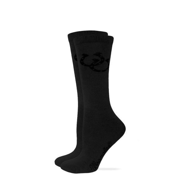 Wrangler Ladies Rayon Horse Shoe Crew Sock 1 Pair, Black, W 7.5-9.5/M 6-8