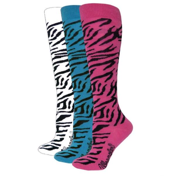 Wrangler Ladies Zebra Boot Sock 1 Pair, Hot Pink, W 7.5-9.5 / M 6-8