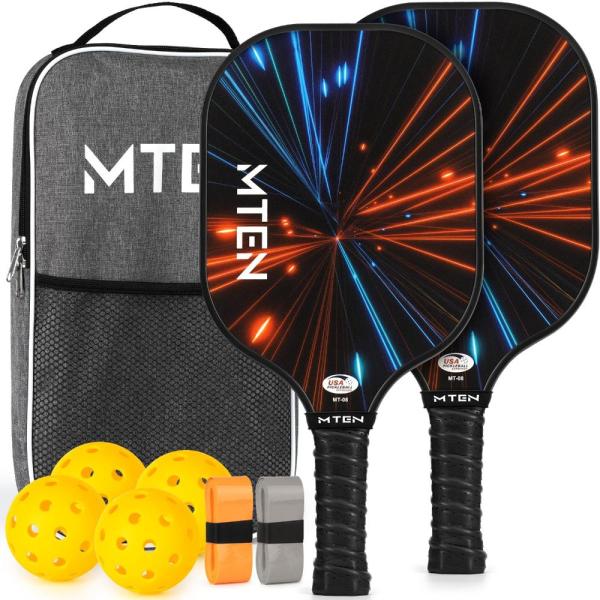 Pickleball Paddles Set of 2, USAPA Approved Fiberglass Pickleball Set with