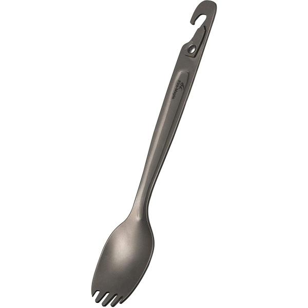 欧州最大のアウトドアショー ISPO MUNICH 2018でGOLD AWARD受賞のオリジナリティの高いチタンスポーク(スプーンフォーク)。柄の部分の爪を起こすとOD缶に穴をあけることが出来ます。◆仕様材質：チタンサイズ：183.7 ×...