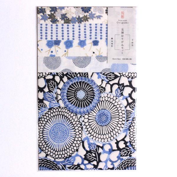尚雅堂] 友禅紙おりがみセット Blue 15×15cm No.29242 : 文具店TAG