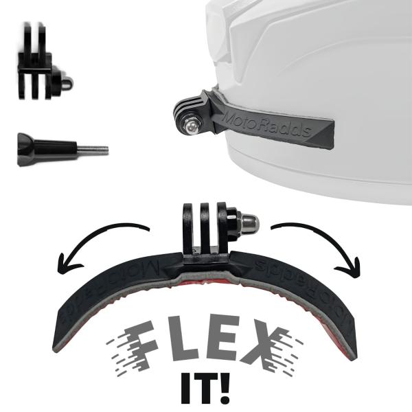 【MotoRadds 新商品】世界で唯一の成形可能な顎マウントです○柔軟性があり、あらゆる形状にフィットさせることができます。3M社製の強力な接着テープによりしっかり固定できます○FLEX Slimはオートバイ以外にもマウンテンバイクやモト...