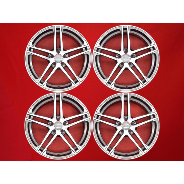 メーカー不明 5ダブルスポーク 中古ホイール 4本 8J 18インチ PCD100 5穴 +38 ハブ57 アウディ A3 8L TT 8N 等へ aa18