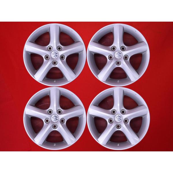 美品　スズキ SUZUKI 純正 SX4 ホイール アルミ シルバー 16インチ 5H PCD 114.3 6J +50 タイヤ付き 激安 4本セット】スズキ SX4 純正 5スポーク アルミホイール 中古品 16