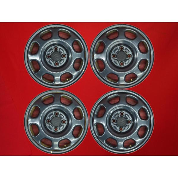 【激安 4本セット】スズキ ハスラー 純正 スチール 鉄ホイール 鉄チン 中古品 15インチ 4.5J インセット+45 PCD100 4穴 ハブ径Φ54 cc