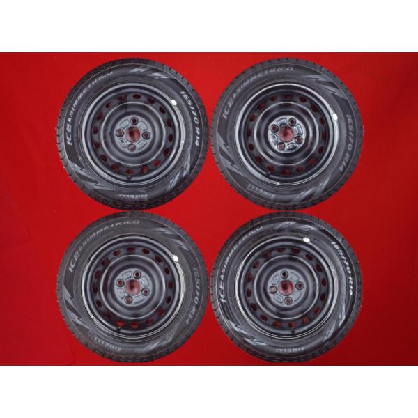 5016◇130系ヴィッツ純正14インチ 鉄チン'14製 溝あり冬タイヤ165