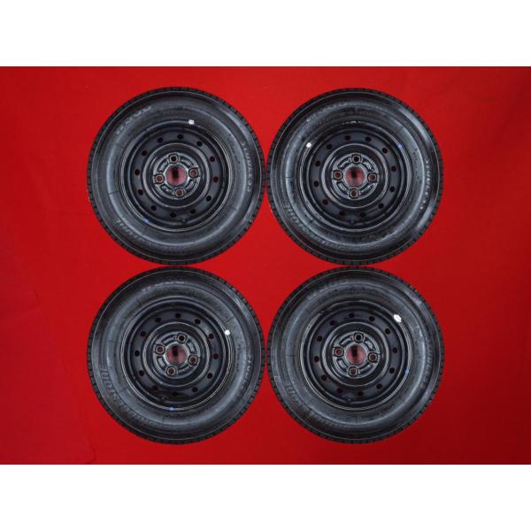 ②スズキ純正スチールホイール夏タイヤ 1本 12インチ ほぼ新品 145/80R12 80/78 LT エブリィバン スペア予備に SUZUKI (スズキ) EVERY (エブリィ) 純正 12×4J(+45)PCD100-4H ブラック