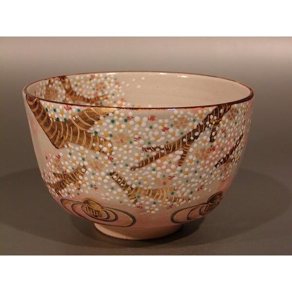 代引き人気 茶道具 抹茶茶碗 乾山写 桜、京都 鈴木一点作、桐共箱 新品 茶碗