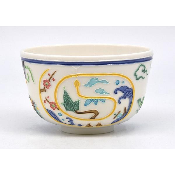 茶碗　「交趾　干支　巳」抹茶茶碗 茶道具 抹茶茶碗（まっちゃちゃわん） 交趾 干支 巳（七福神