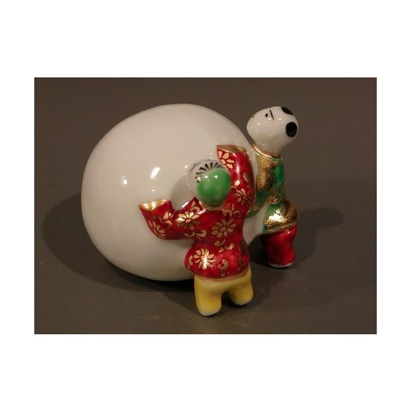 茶道具 蓋置 色絵 雪だるま二閑人、京都 高野昭阿弥作、共箱 新品