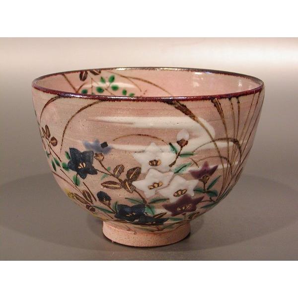 茶道具　乾山秋草茶碗 茶道具 抹茶茶碗 乾山 秋草、 京都 山川嘉山作、 化粧箱入 新品