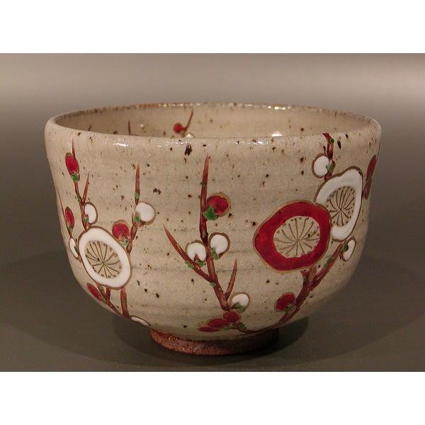 人気提案 色絵 抹茶茶碗 茶道具 梅、京都 新品 中村清彩作、桐共箱 茶碗