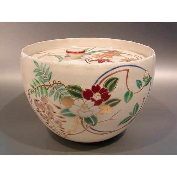 草花絵 水指 茶道具 茶道具 水指 輪花 花丸四季草花絵、山川敦司作 : 佐藤大観堂 - 通販