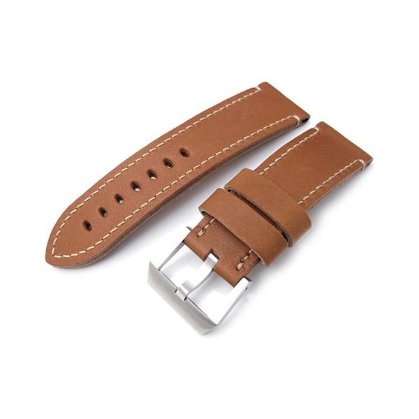 26mm MiLTAT 時計ベルト カシミアカーフ タン ベージュステッチ
