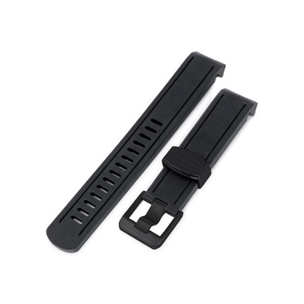 20mm Crafter Blue 時計ベルト NBRラバー ブラック PVDバックル