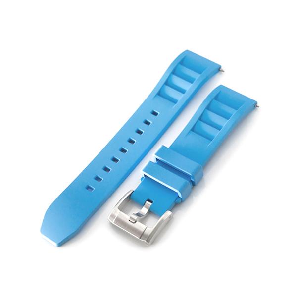 20mm MiLTAT 時計ベルト FKMラバー ベント スカイブルー ストレート