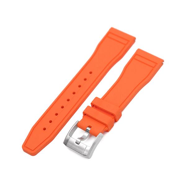 20mm MiLTAT 時計ベルト FKMラバー パイロット オレンジ ストレート