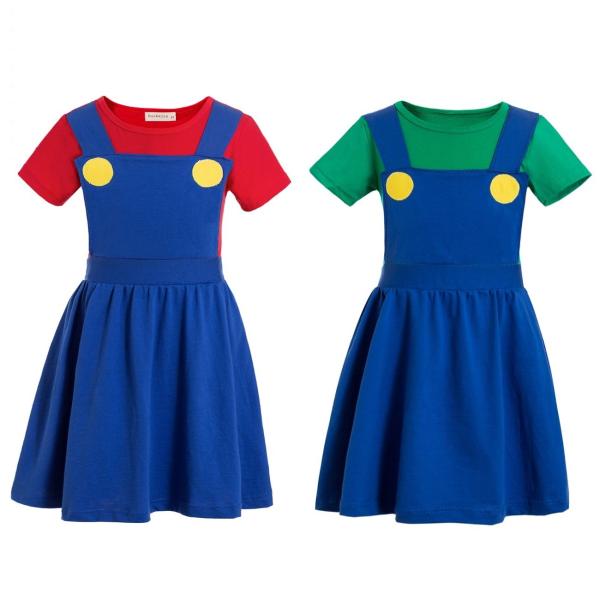マリオ ルイージ なりきり ノースリーブ ワンピース 子供服 キッズ ドレス コスプレ ハロウィン