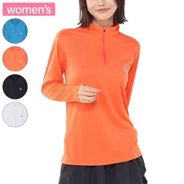CHUMS チャムス ランニングハーフジップロングスリーブTシャツ レディース 長袖Tシャツ 吸汗速乾 UVカット ドライ加工 CH11-2647