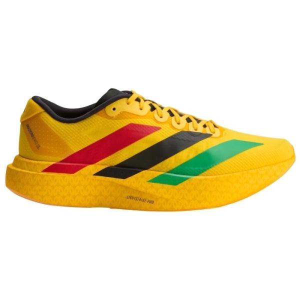 adidas アディダス ランニングシューズ ADIZERO EVO SL WVN M メンズ レギュラーフィット ボールドゴールド/ビビッドグリーン/ピュアルビー KJ3625