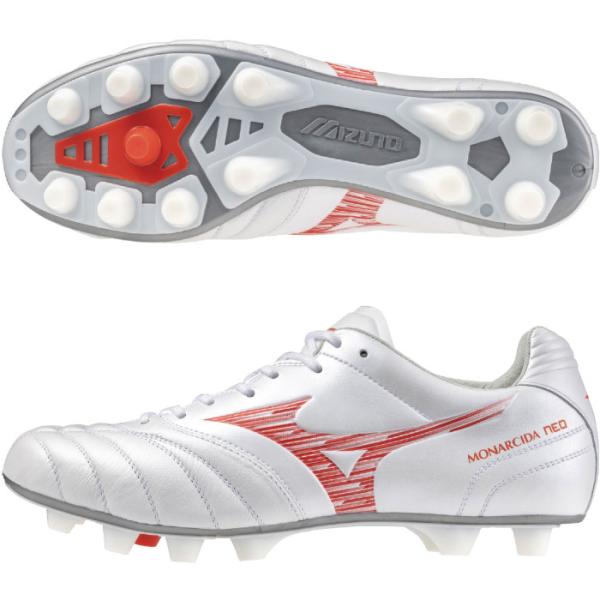 MIZUNO ミズノ モナルシーダネオ3ワイド エリート サッカースパイク 土 人工芝 天然芝 天然皮革 3E ホワイト P1GA242160