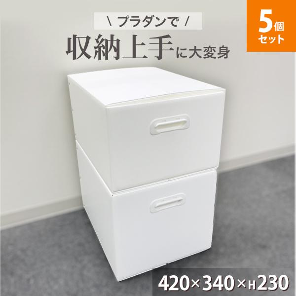 プラダン ケース　A式 420×340×h230 ホワイト 5個セット プラスチック段ボール プラダン 収納 ボックス ストレージボックス BOX