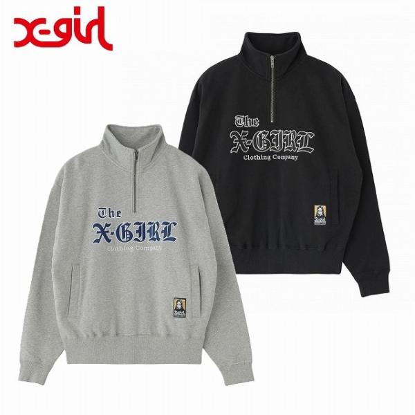 美品】X-girlエックスガール/ワッシャー切替ジップパーカースウェットロゴ刺繍 美品】X-girlエックスガール/ワッシャー切替ジップパーカー