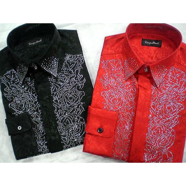 DropHead 　花柄ジャガード ドレスシャツ ラインストーン DropHead 花柄ジャガード ドレスシャツ ラインストーン : takafuku1915