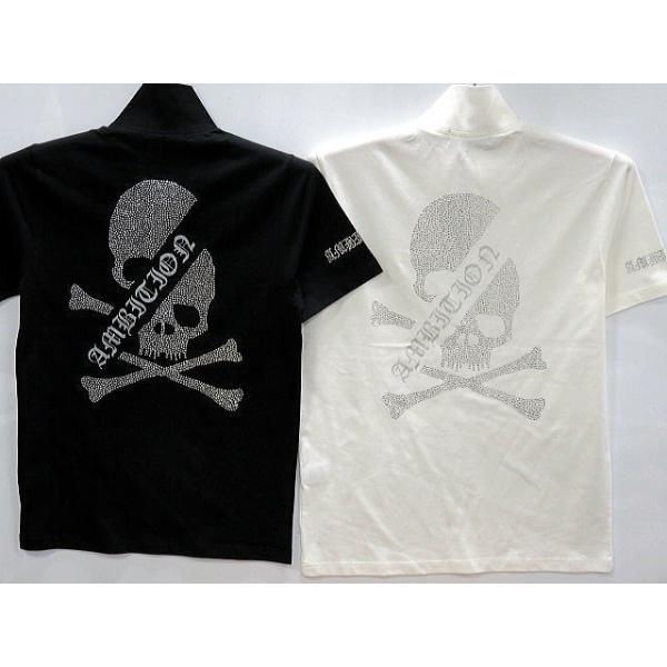 ビーアンビション　半袖ZIPポロシャツ　スカルストーン＆ロゴプリント　 Be Ambition ビーアンビション 半袖ZIPポロシャツ スカルストーン＆ロゴプリント Be