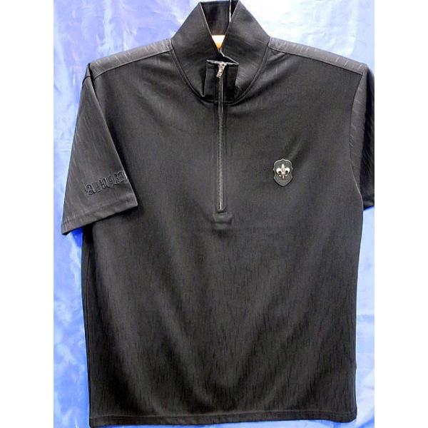 Be Ambition ジップアップ 半袖Tシャツ 百合ワッペン＆ロゴ刺繍 ビー