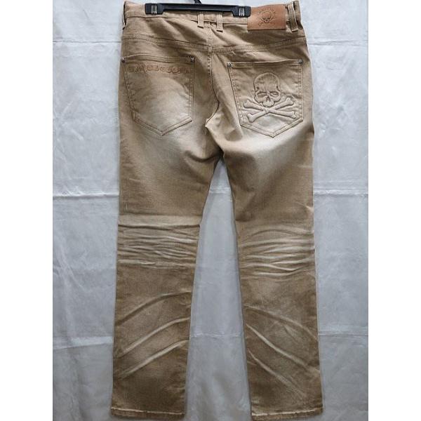 ビーアンビション スカル エンボス ストレッチ チノ バイカーパンツ BE