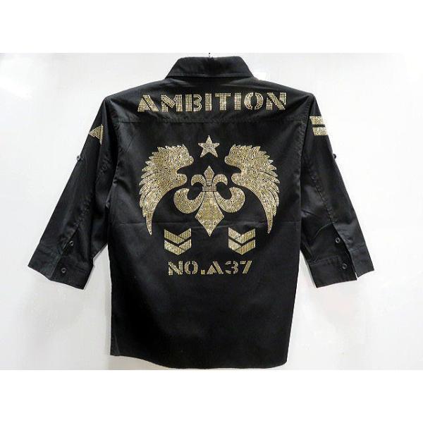 Be Ambition 5分袖シャツ 百合＆ウイング ラインストーン ビー