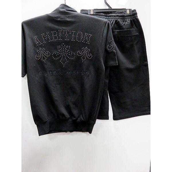 BE AMBITION 半袖ハーフパンツ上下セット　百合＆ロゴスタッズ　ビーアンビション BE AMBITION 半袖ハーフパンツ上下セット 百合＆ロゴスタッズ ビー