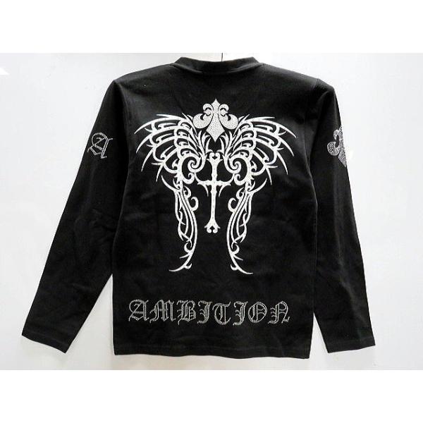 BE AMBITION 長袖Tシャツ ラインストーン 百合刺繍 ビー